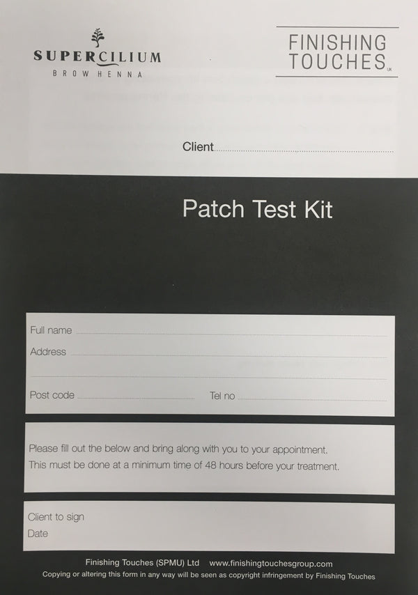 Supercilium Patch Test Sheets